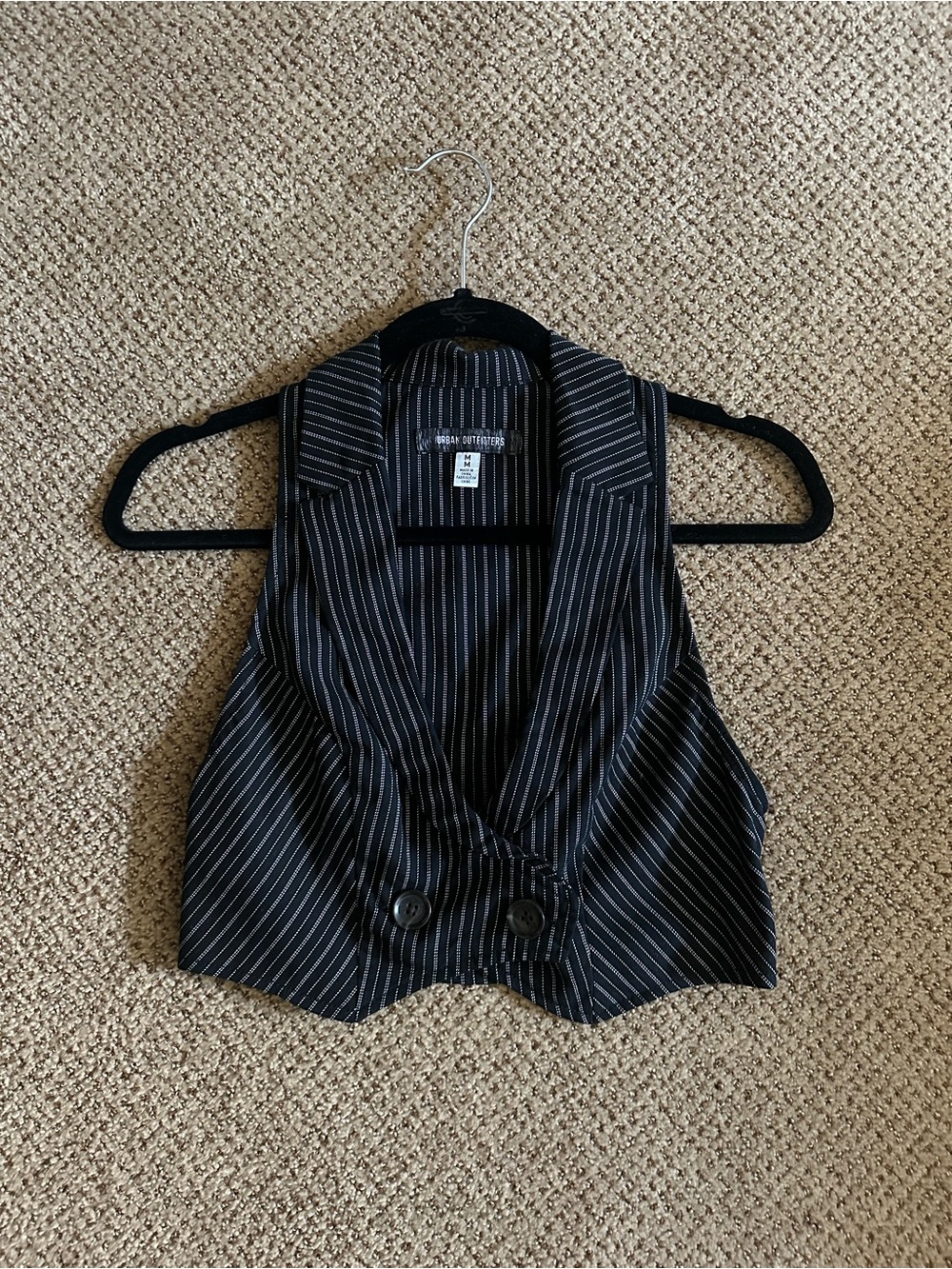 Urban Outfitters Black Pinstriped Cropped Vest